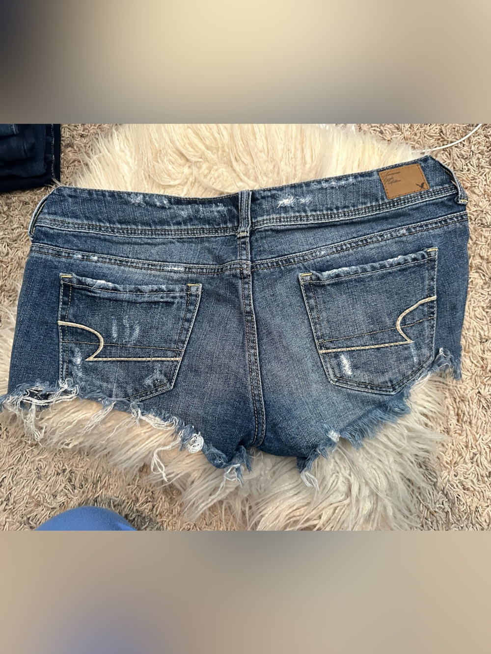 American Eagle Outfitters Distressed Dark Blue Denim Jean Shorts